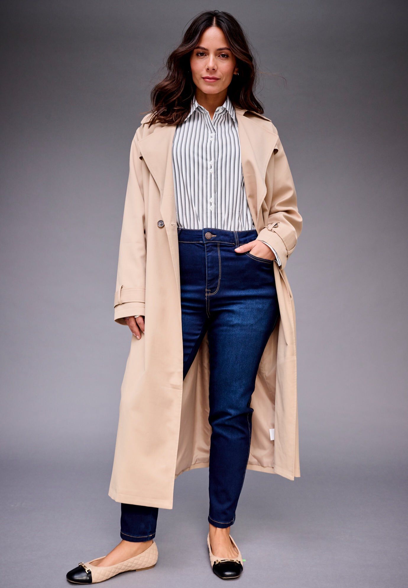 Belted Trench Coat, NEW KHAKI, hi-res image number 0