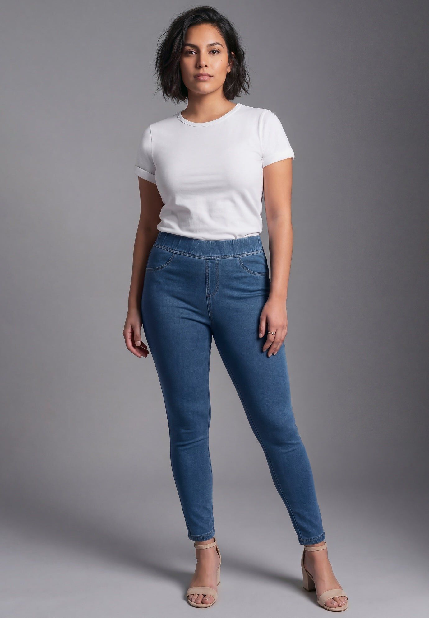 Gabrielle Knit Denim Legging, MEDIUM WASH, hi-res image number 0