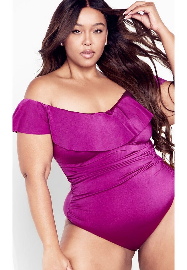 Ingrid Ruffle 1 Piece - magenta purple, PURPLE, hi-res image number null