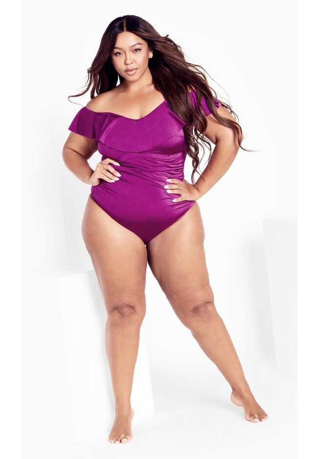 Ingrid Ruffle 1 Piece - magenta purple, PURPLE, on-hover image number null