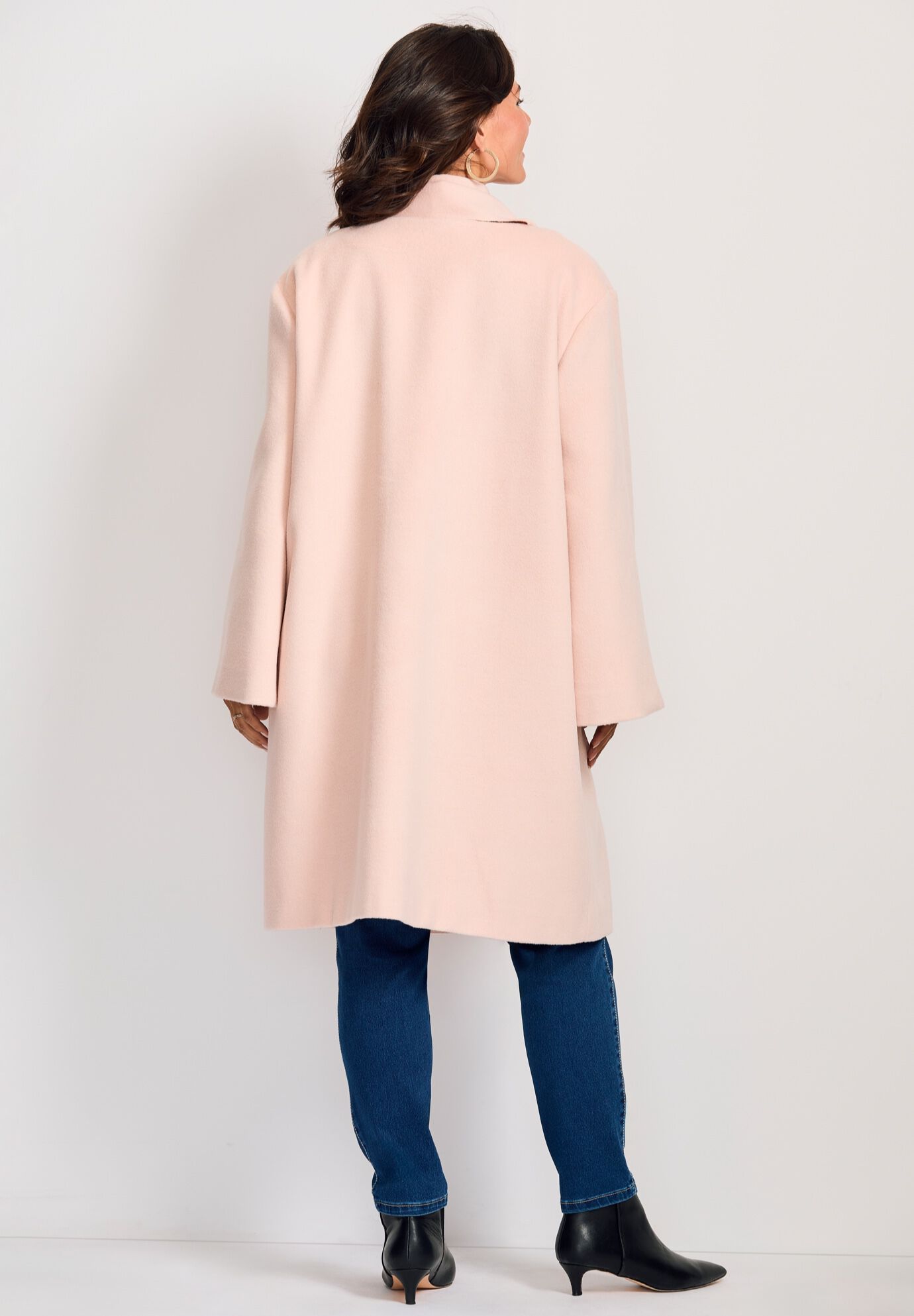 Detachable Fringe Scarf Coat, POWDER BLUSH, alternate image number 3
