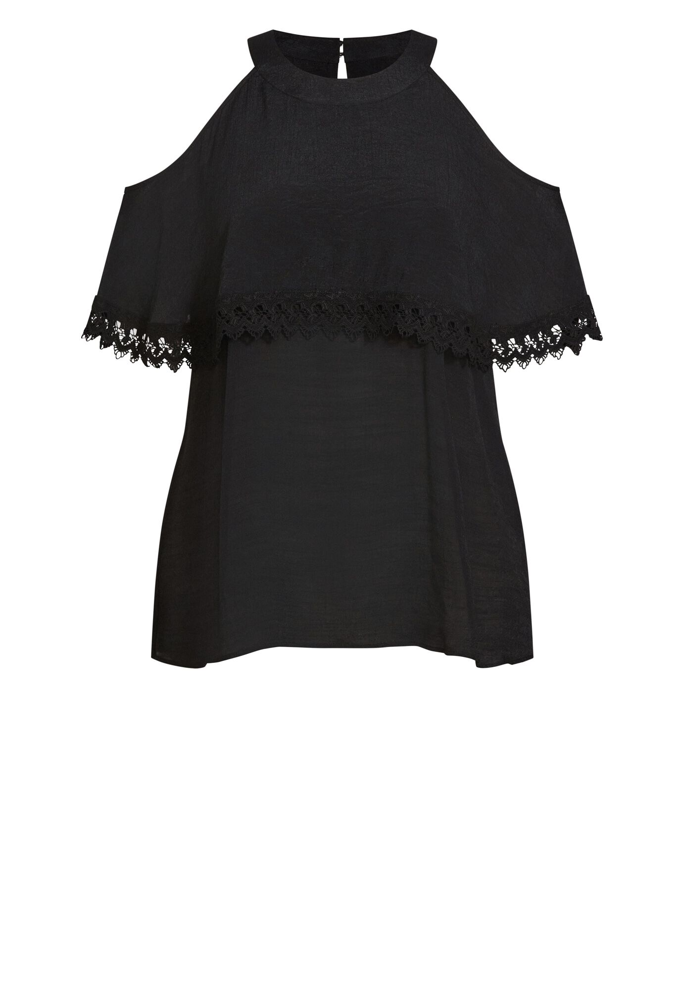 Hallie Halter Cold Shoulder Top, BLACK, alternate image number 2