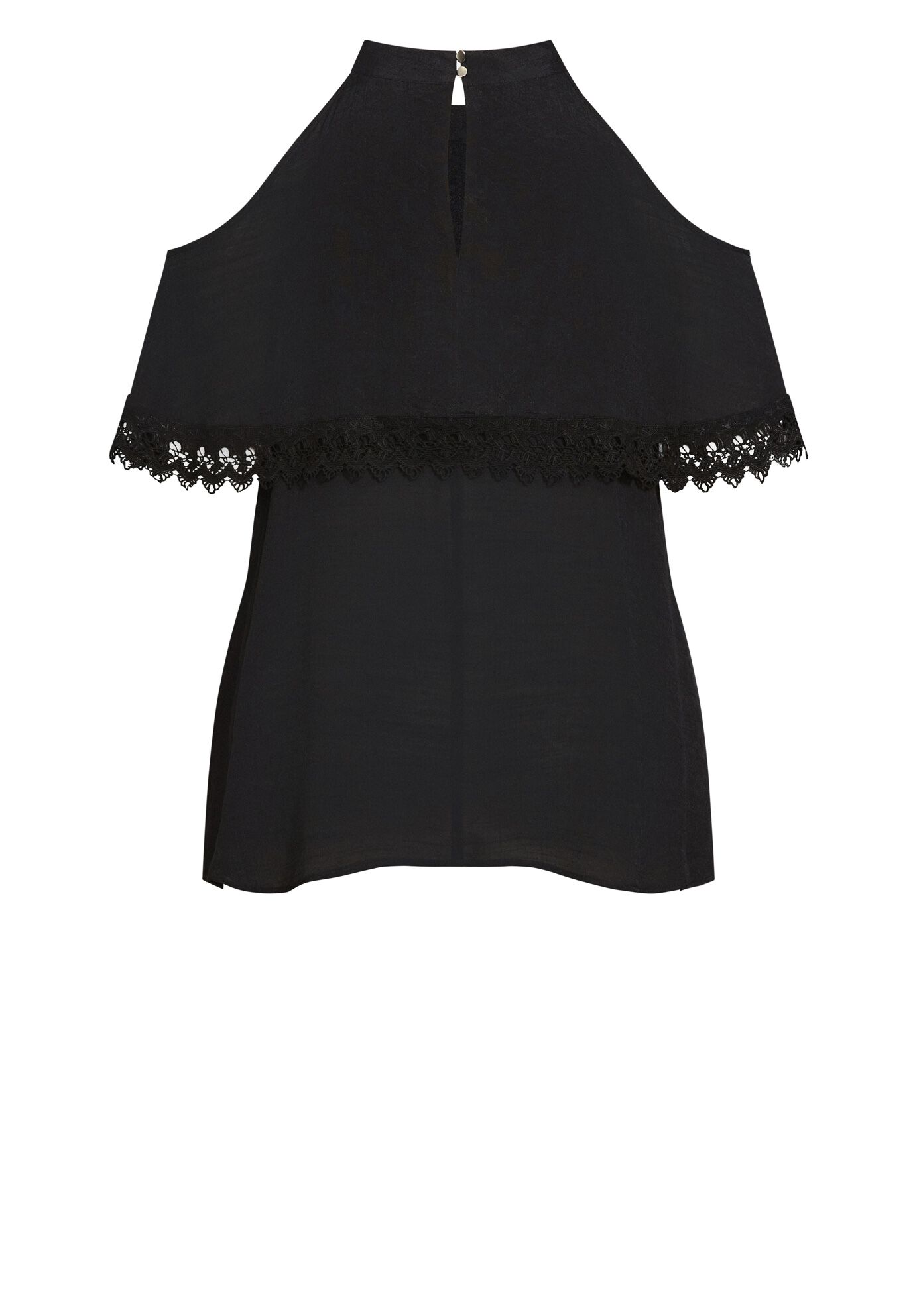 Hallie Halter Cold Shoulder Top, BLACK, alternate image number 3