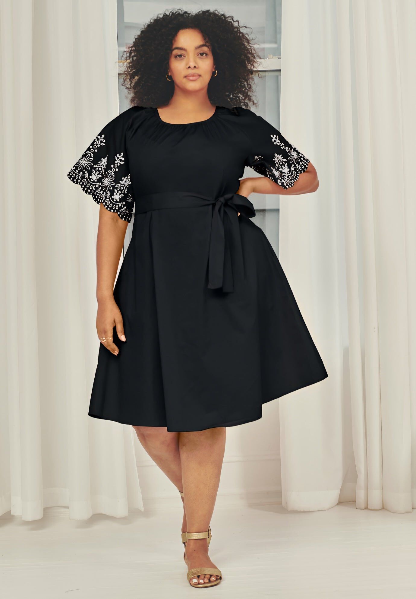 Eyelet Embroidered Midi Dress