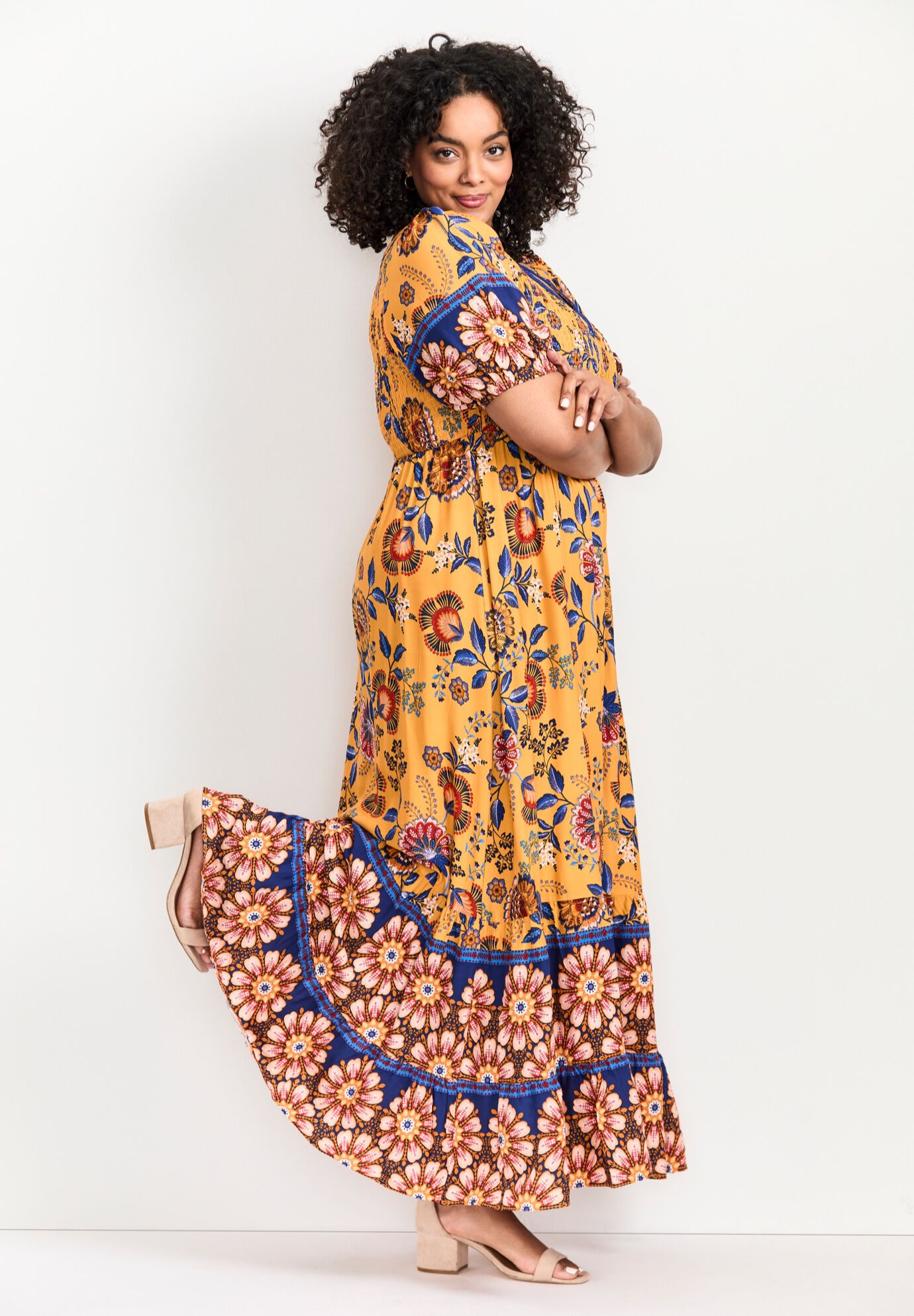 Eve Border Dress, GOLD BITTERSWEET, alternate image number 3
