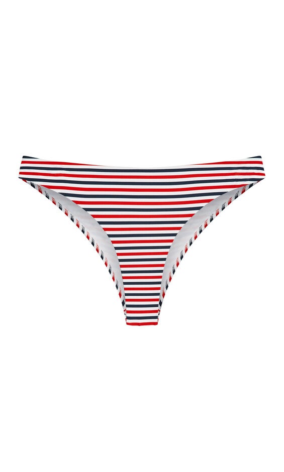 Daisy Print Bikini Pant - red stripe, RED, alternate image number null