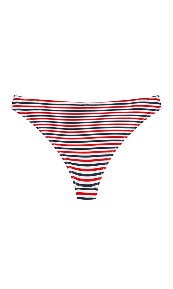 Daisy Print Bikini Pant - red stripe, RED, alternate image number null