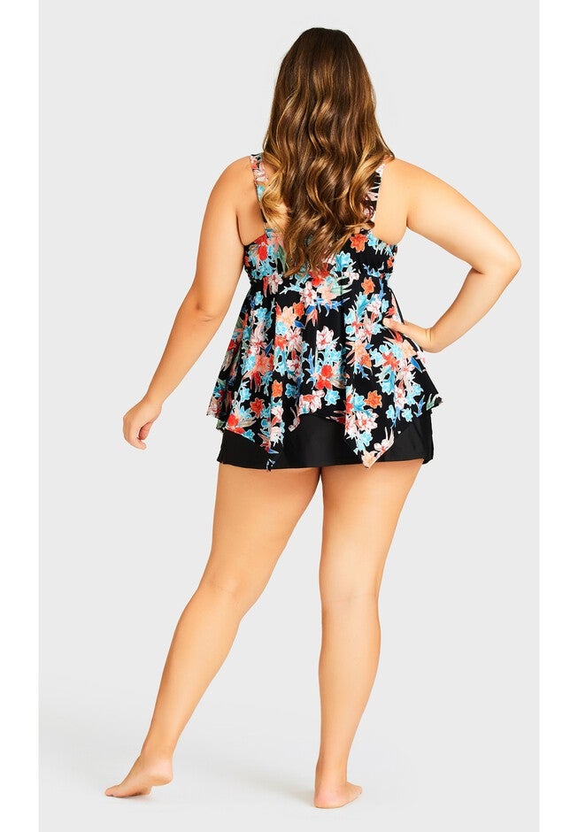 Flare Knit Swim Skirt, BLACK, alternate image number 5