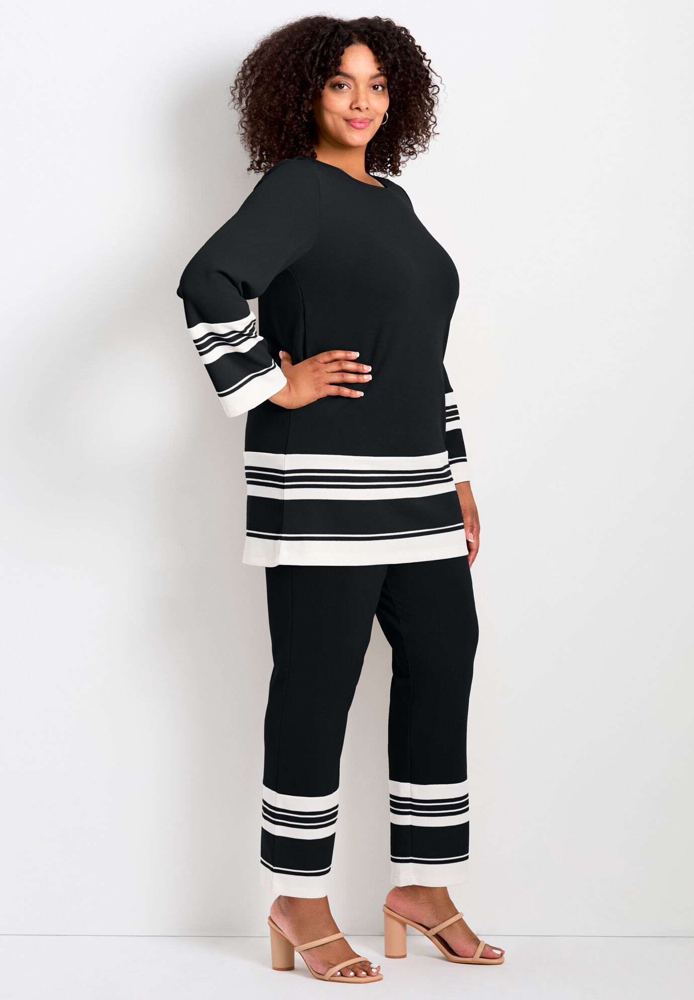 Border Stripe Tunic, BLACK STRIPE, alternate image number 3