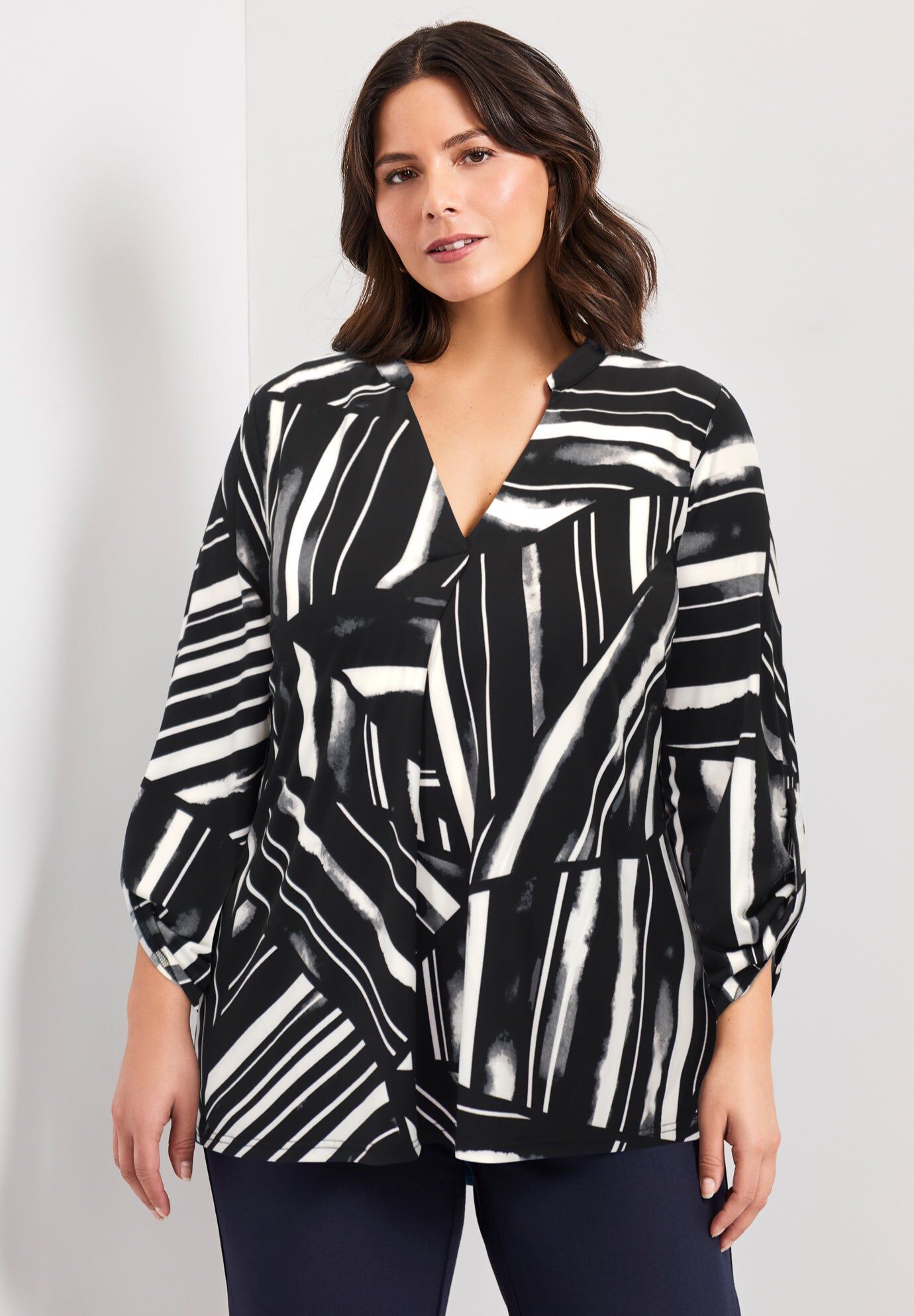 Audrey ITY Top, BLACK WHITE CUTABOUT STRIPE, hi-res image number 0