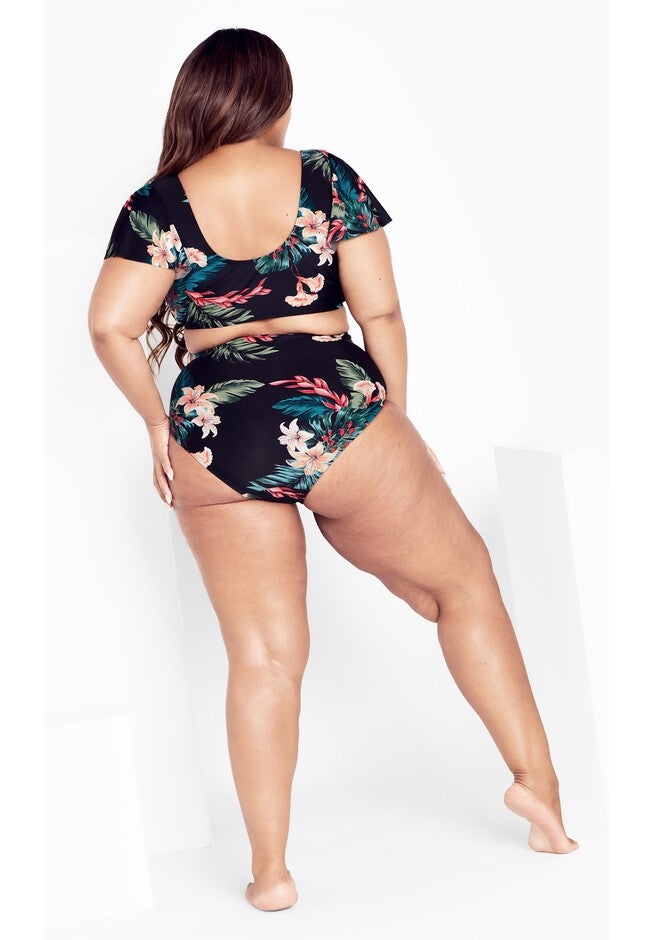 Ingrid Cap Sleeve Print Top - black, BLACK, alternate image number null