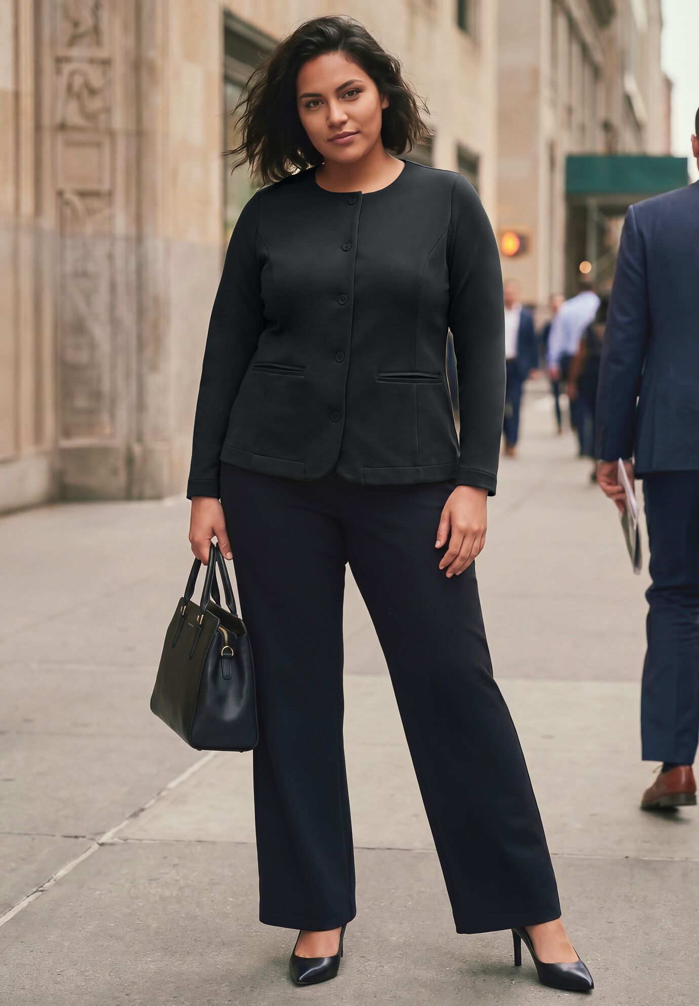 Ponte Button Blazer, BLACK, on-hover image number 1