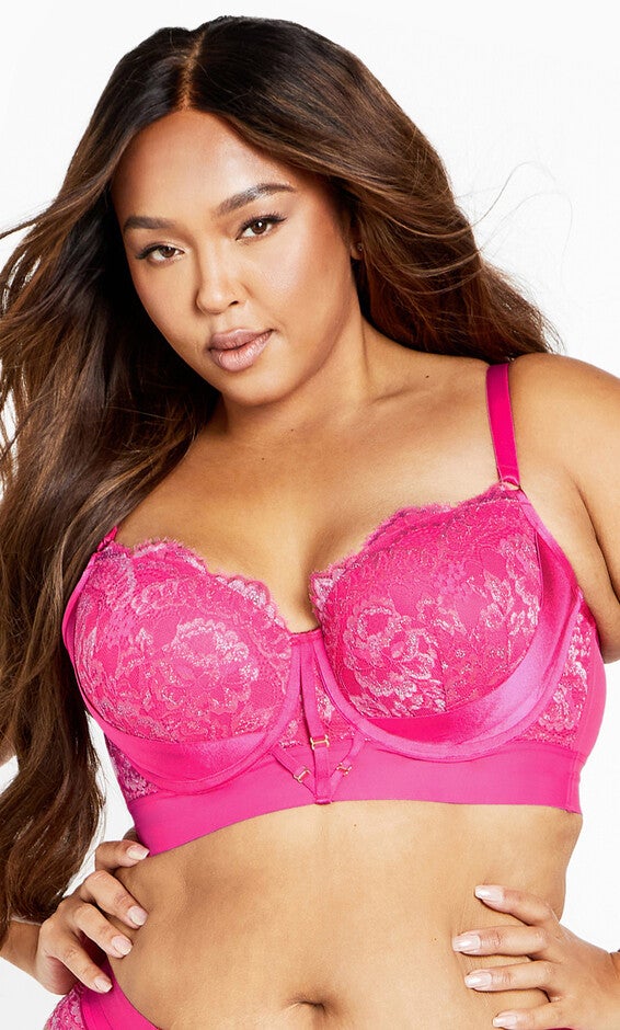 Alexis Contour Longline Bra - hot pink, PINK, hi-res image number null