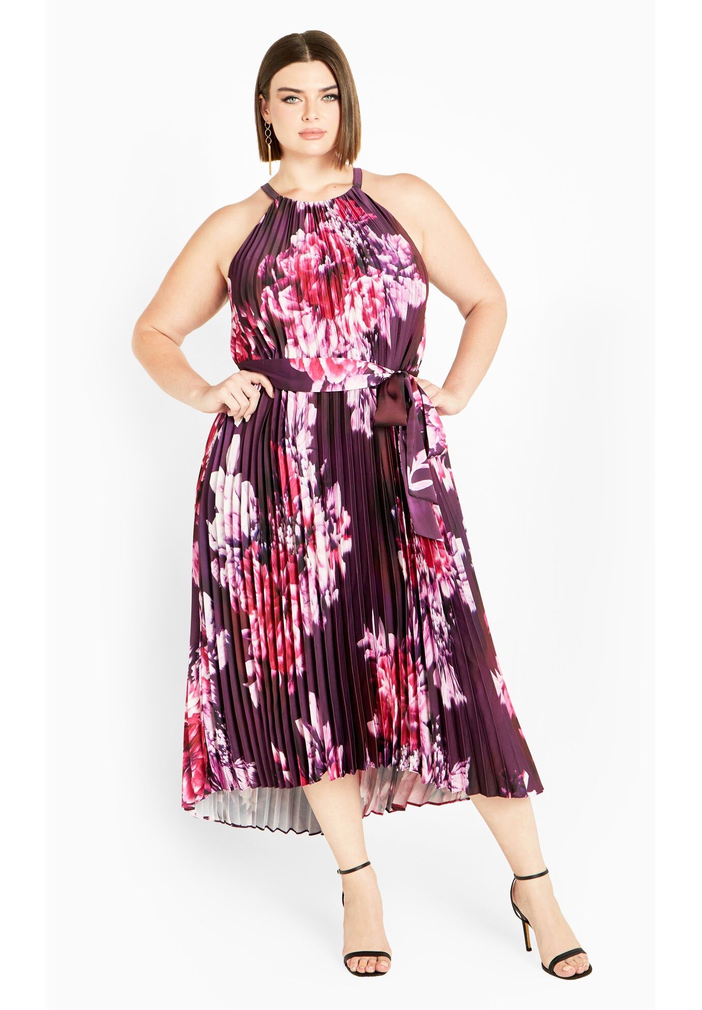 Demi Pleat Dress, BLURRED FLORAL, hi-res image number 0