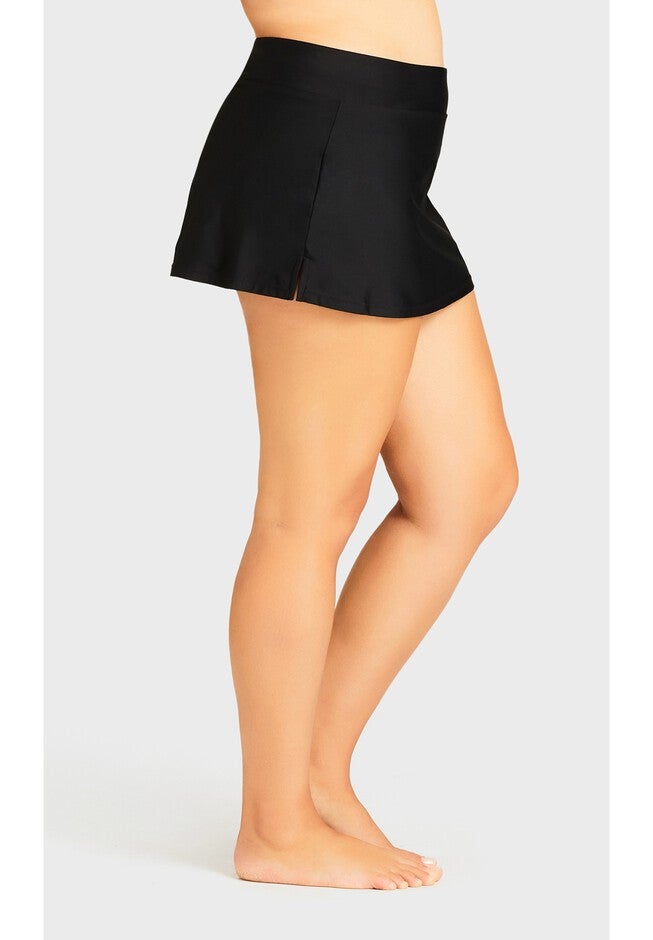 Flare Knit Swim Skirt, BLACK, alternate image number 6