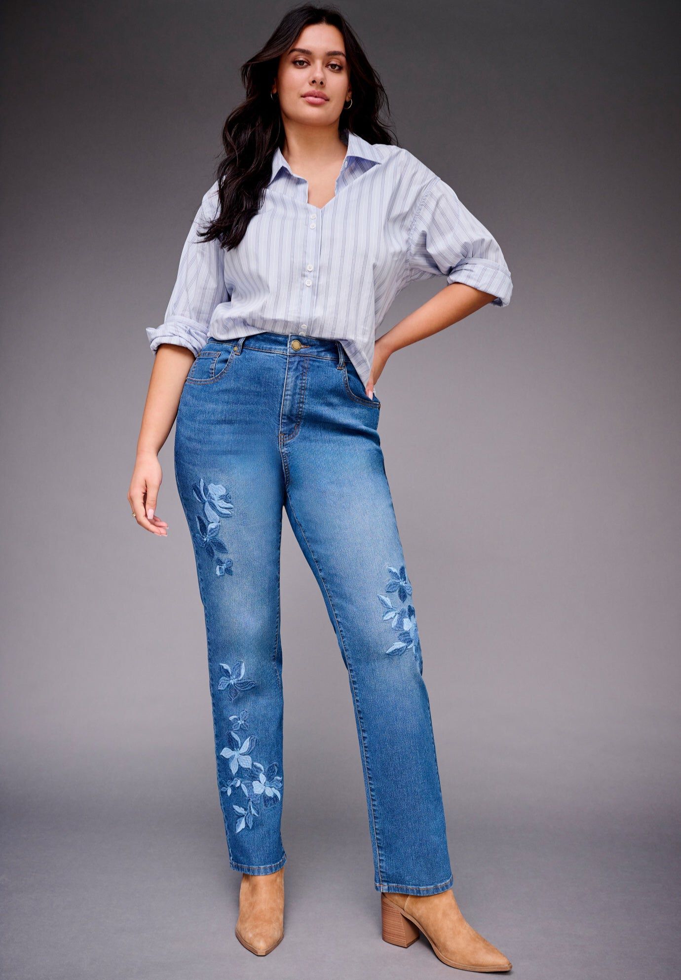Embroidered Straight Leg Jean