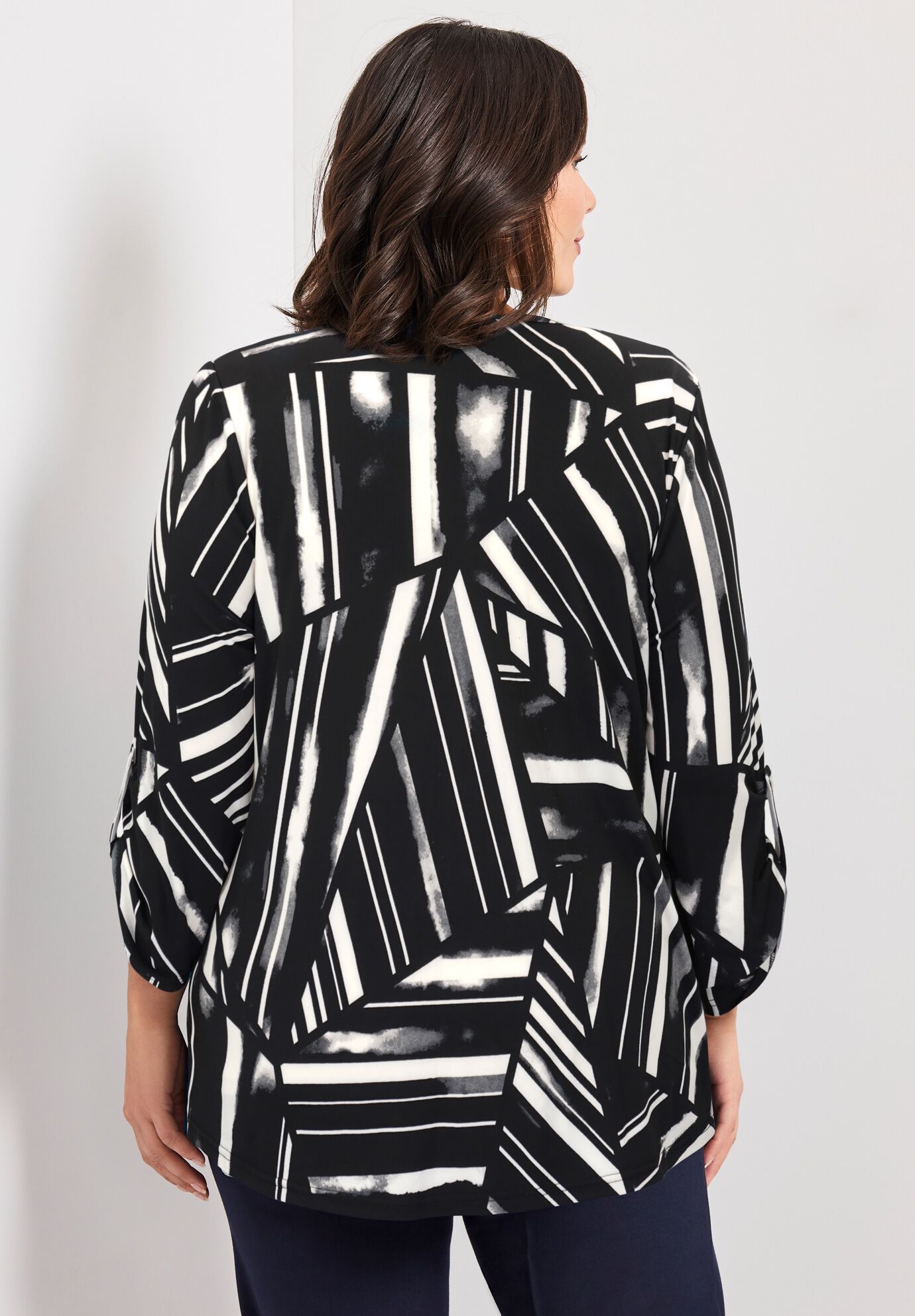 Audrey ITY Top, BLACK WHITE CUTABOUT STRIPE, alternate image number 2