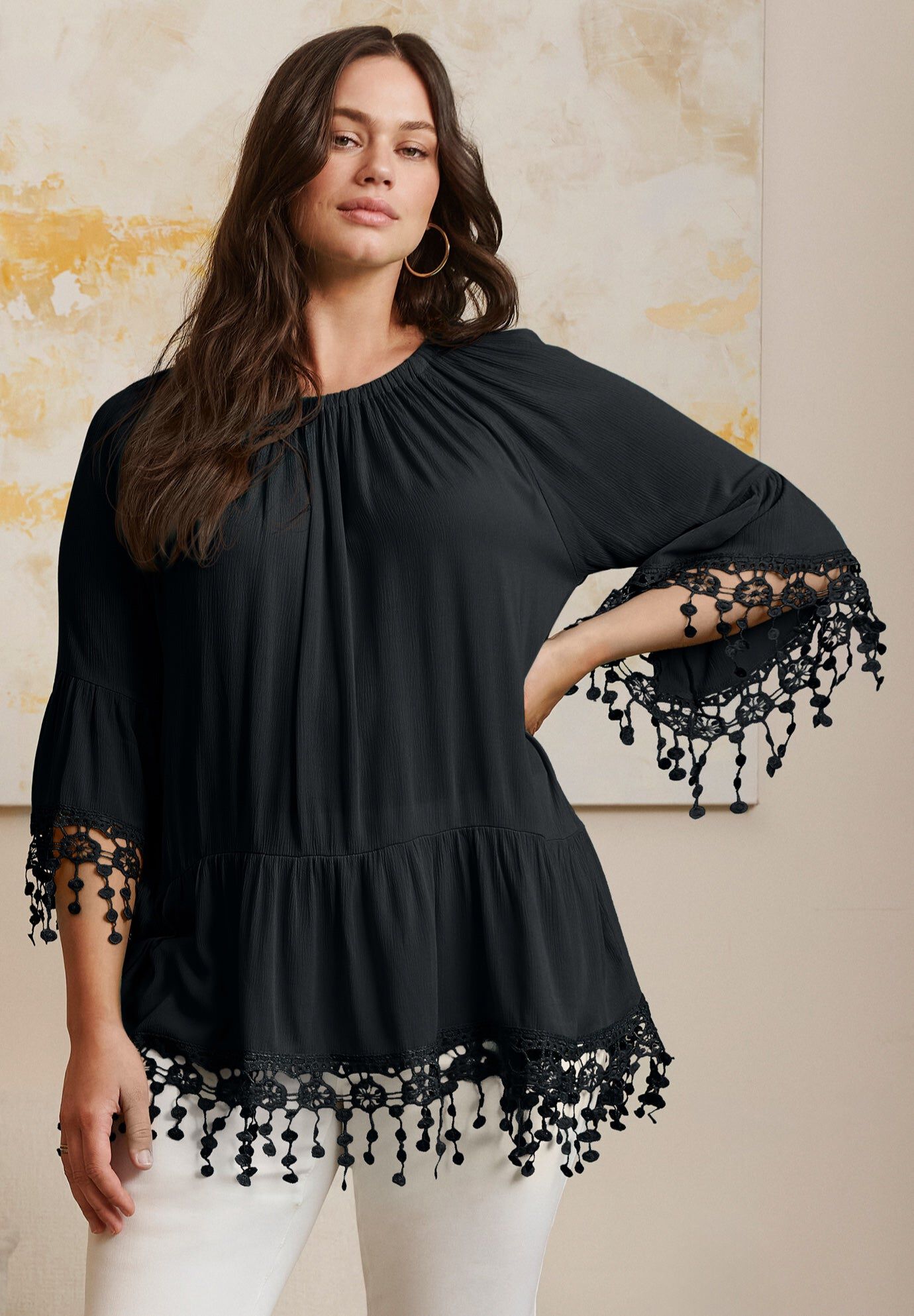  Crochet Fringe Trim Tunic
