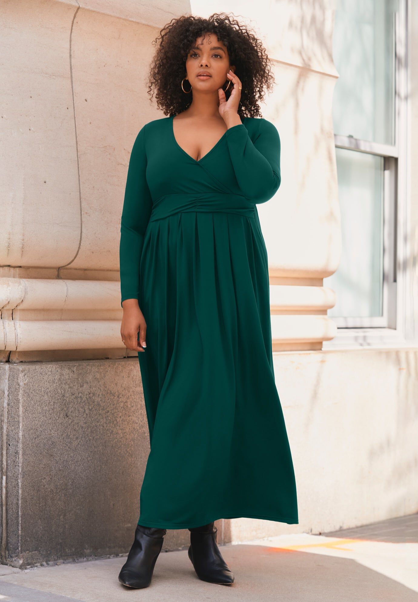 Faux Wrap Flare Maxi Dress
