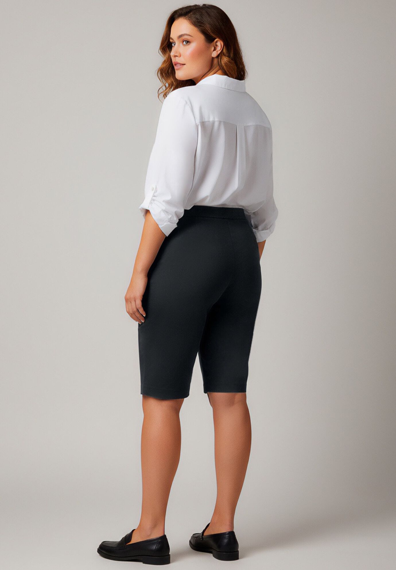 Super Stretch Pull-On Short, NAVY, alternate image number 2