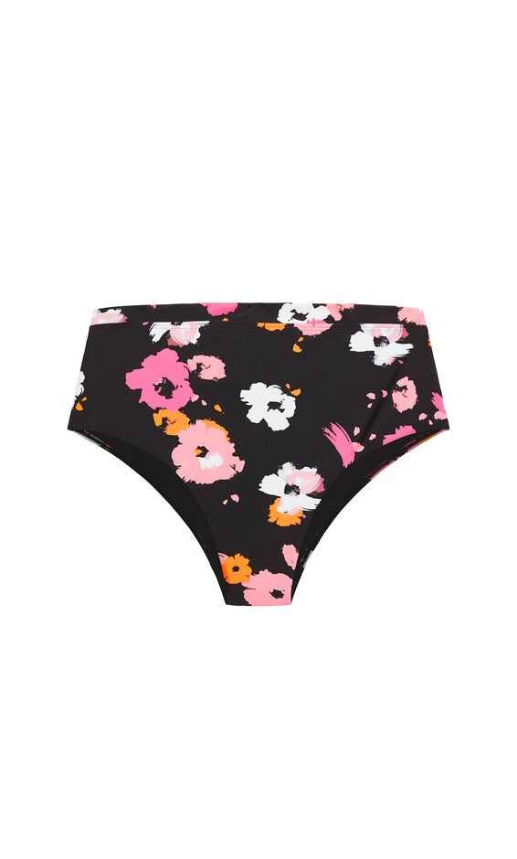 Izzy Hi Waist Print Bikini Brief - floral, BLACK, alternate image number 3