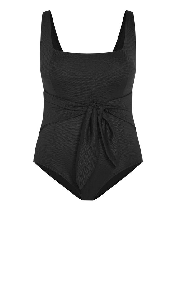 Sardinia Tie Front 1 Piece - black, BLACK, alternate image number null