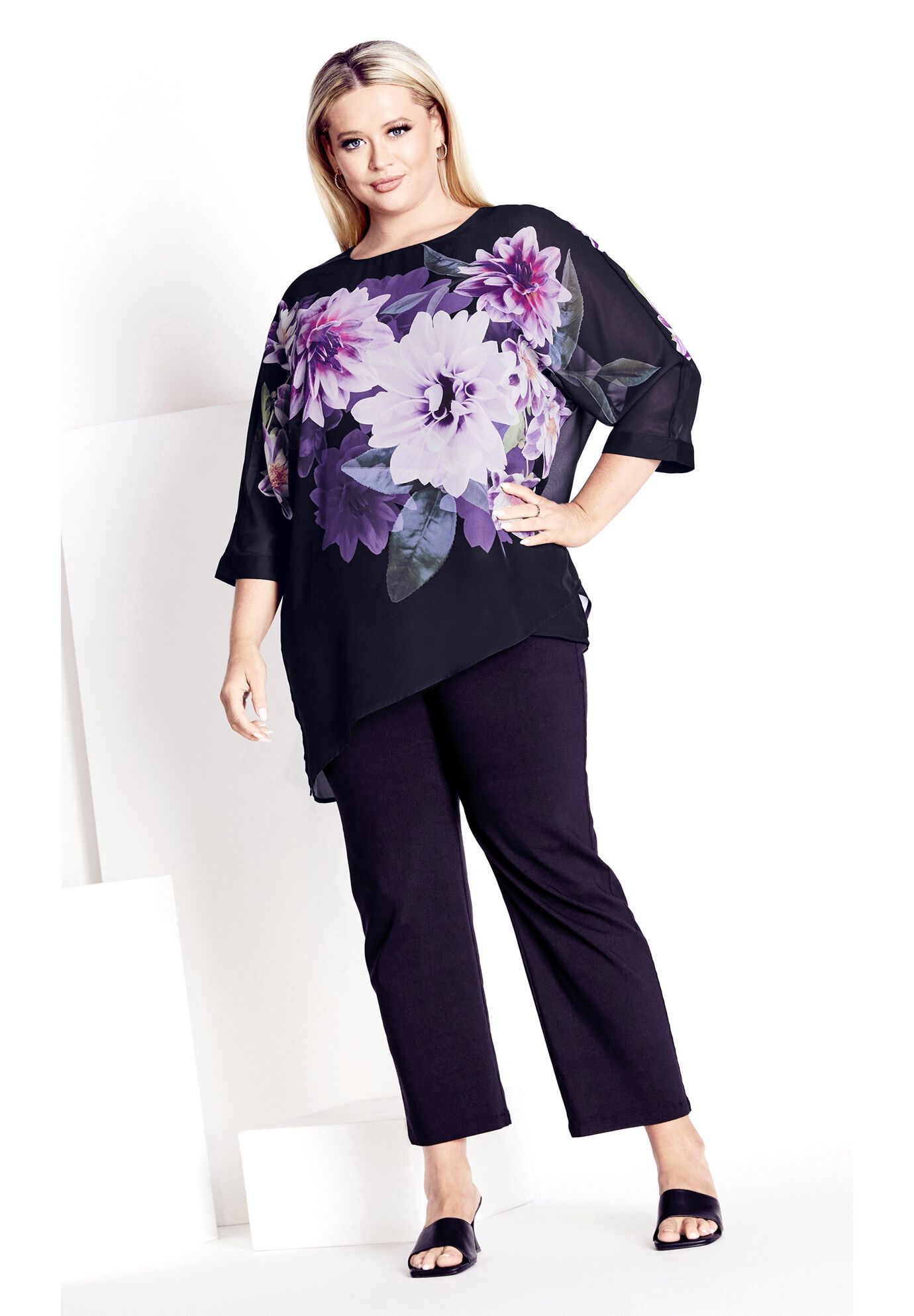 Violetta Top, VIOLET FLORAL, alternate image number 3