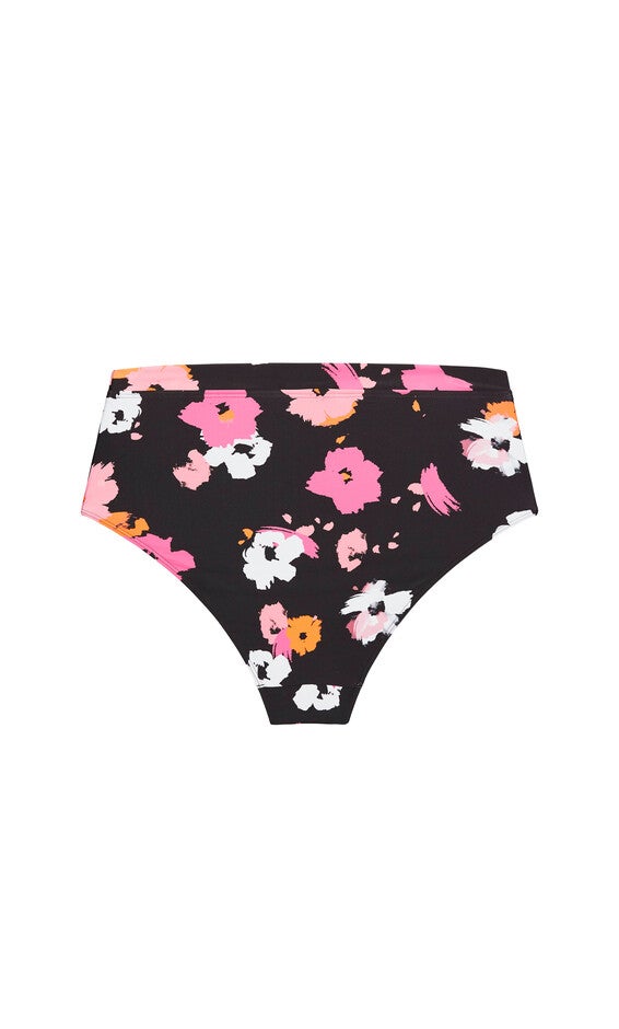 Izzy Hi Waist Print Bikini Brief - floral, BLACK, alternate image number 4