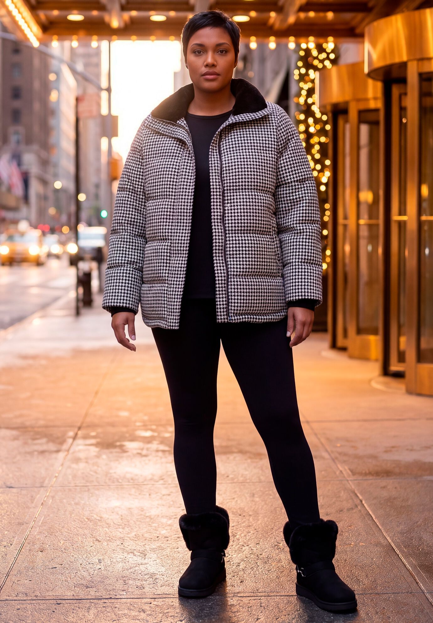 Sherpa Lined Puffer, BLACK HOUNDSTOOTH, alternate image number 3