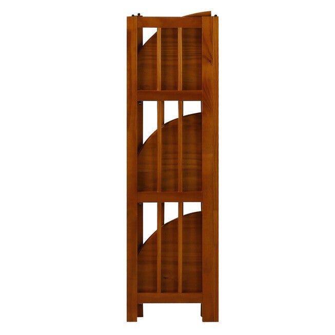 4-Shelf Corner Folding Bookcase-Honey Oak, , alternate image number null