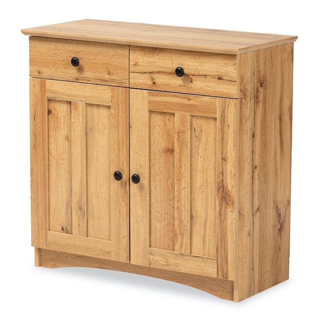 Lauren Wood 2-Door Buffet Kitchen Cabinet Furniture, OAK BROWN BLACK, hi-res image number 0
