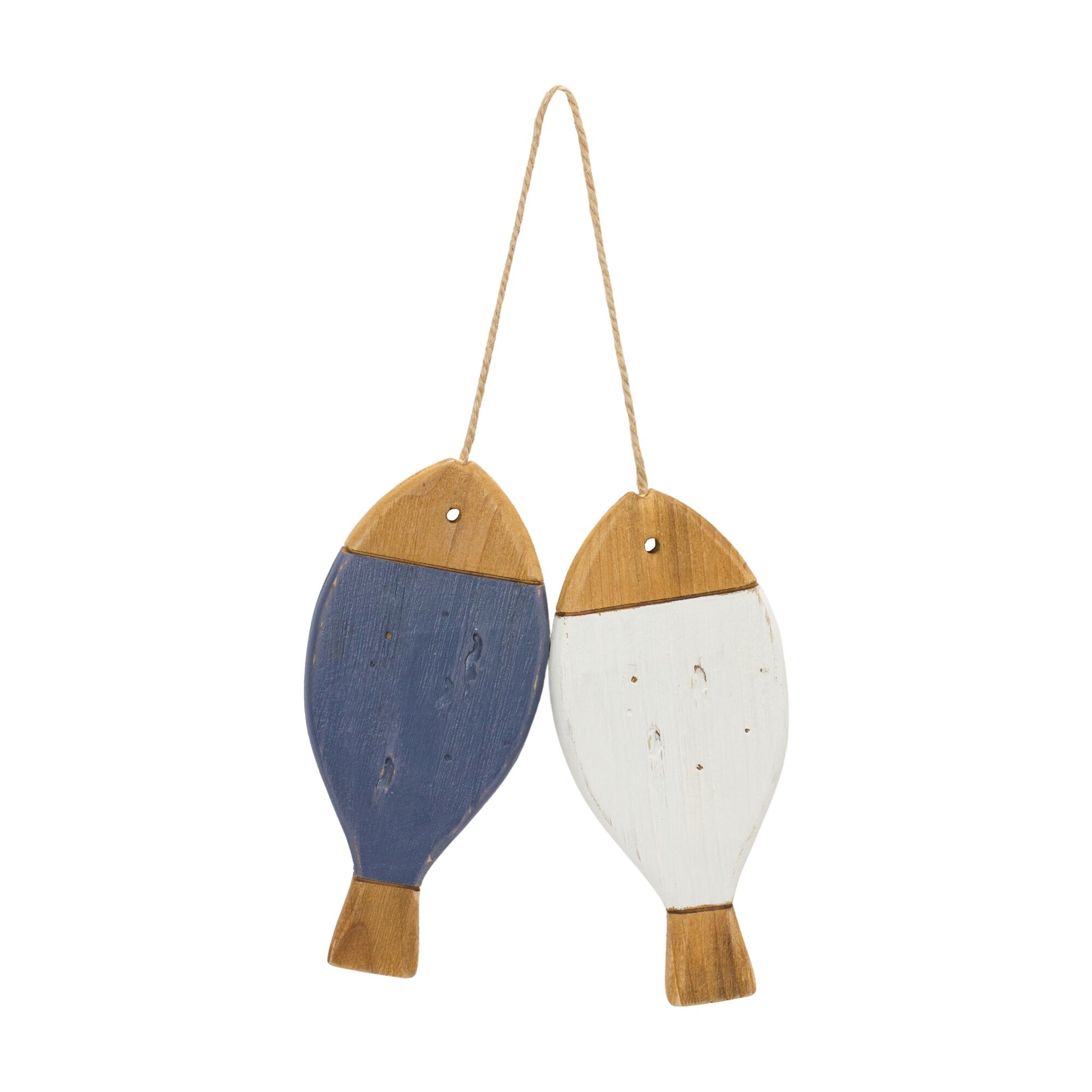 Pair of Fish Ornament (Set of 2) 23.25 inchesL x 3 inchesH Wood, WHITE/BLUE, hi-res image number 0