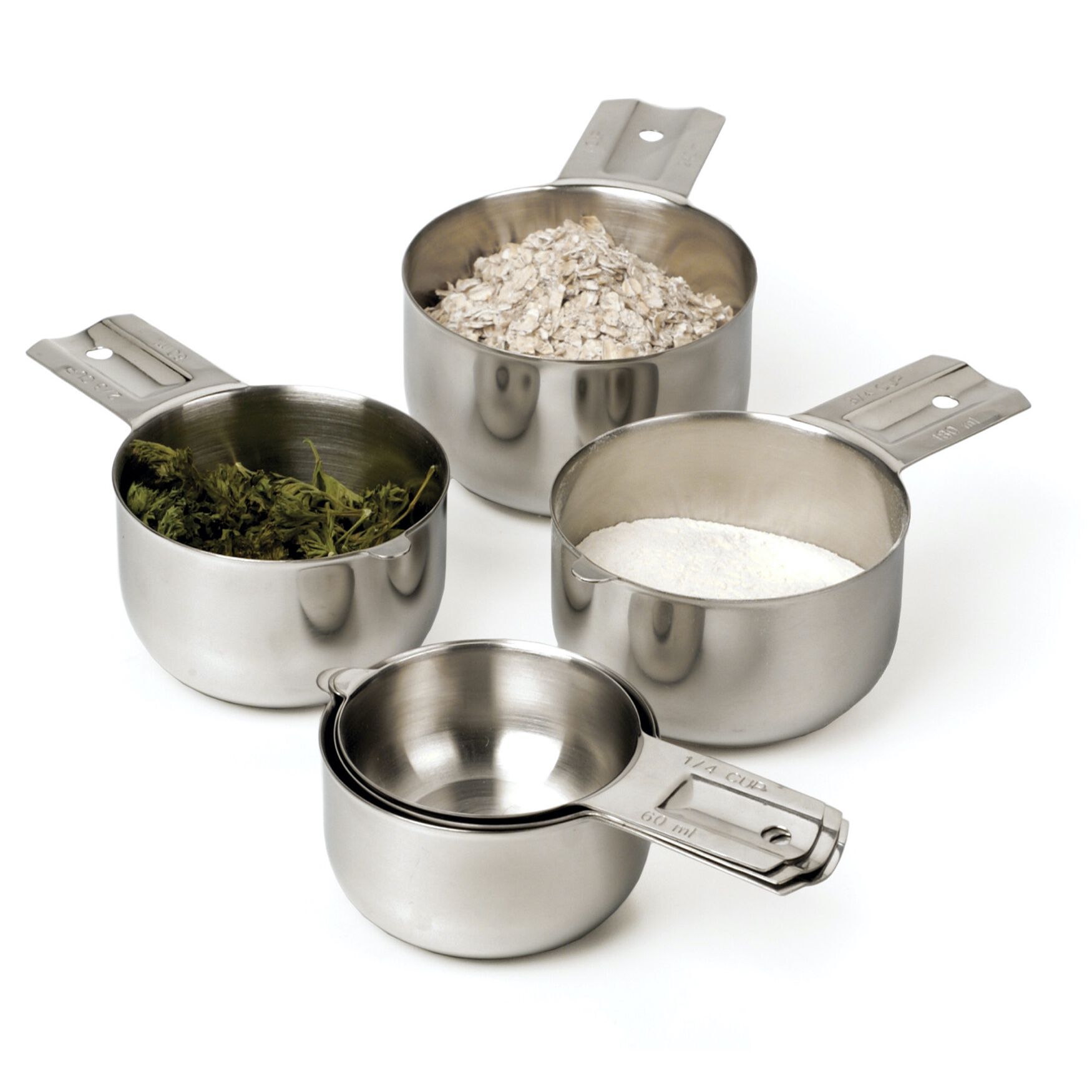 Nesting Stainless Steel Measuring Cups, Set 6, , on-hover image number 1