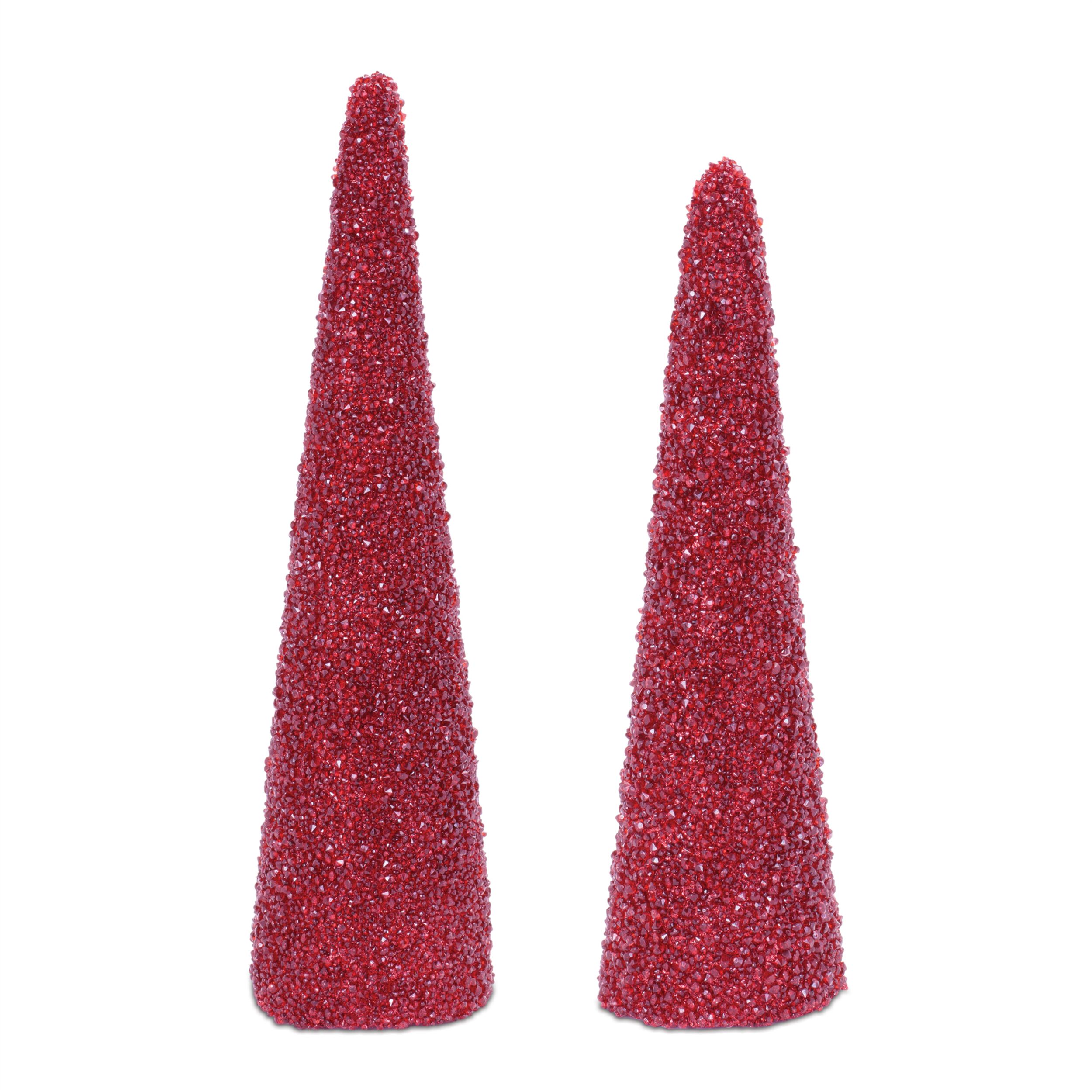 Beaded Cone Tree (Set of 2), RED, hi-res image number 0