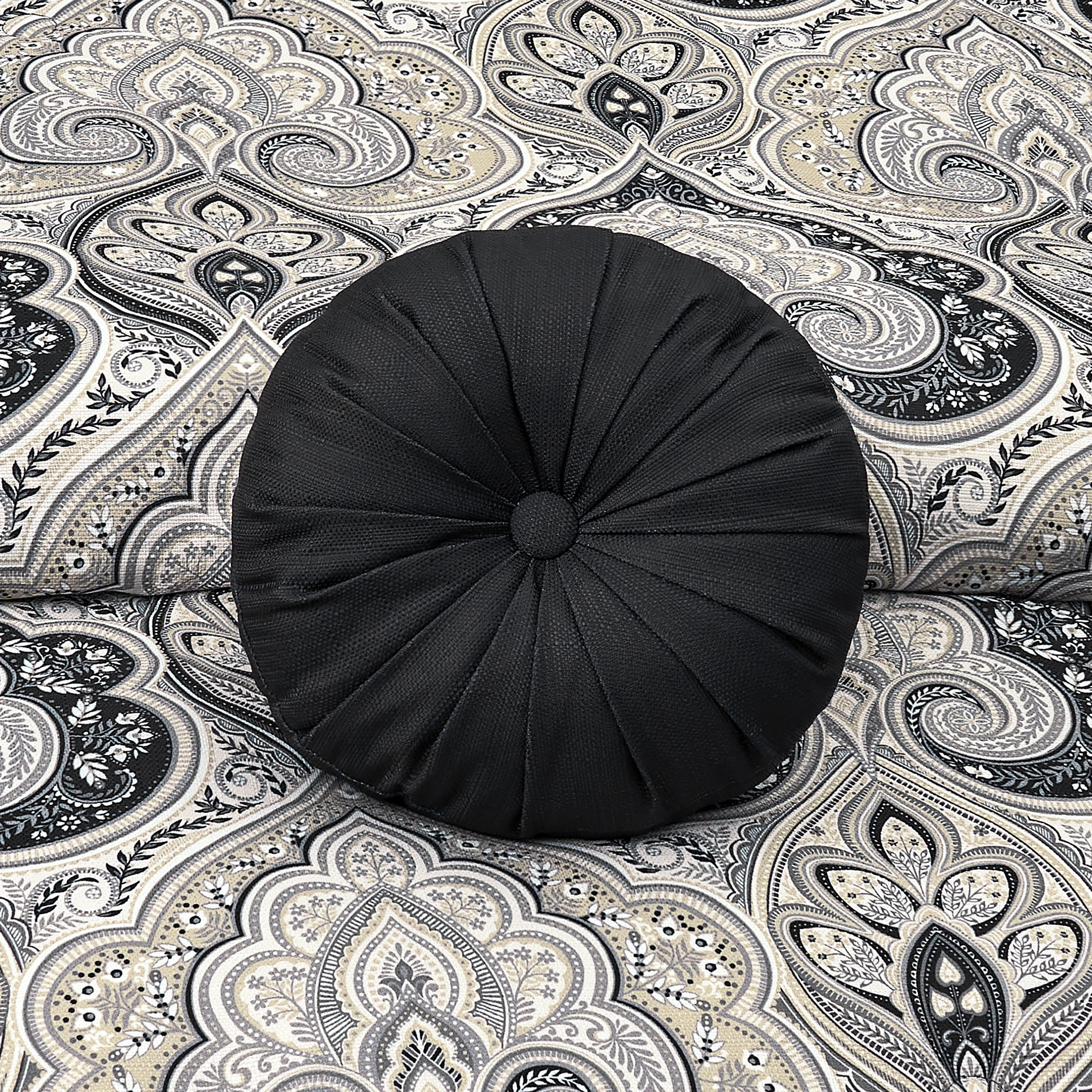 Messina Round Decorative Throw Pillow, BLACK, alternate image number 1