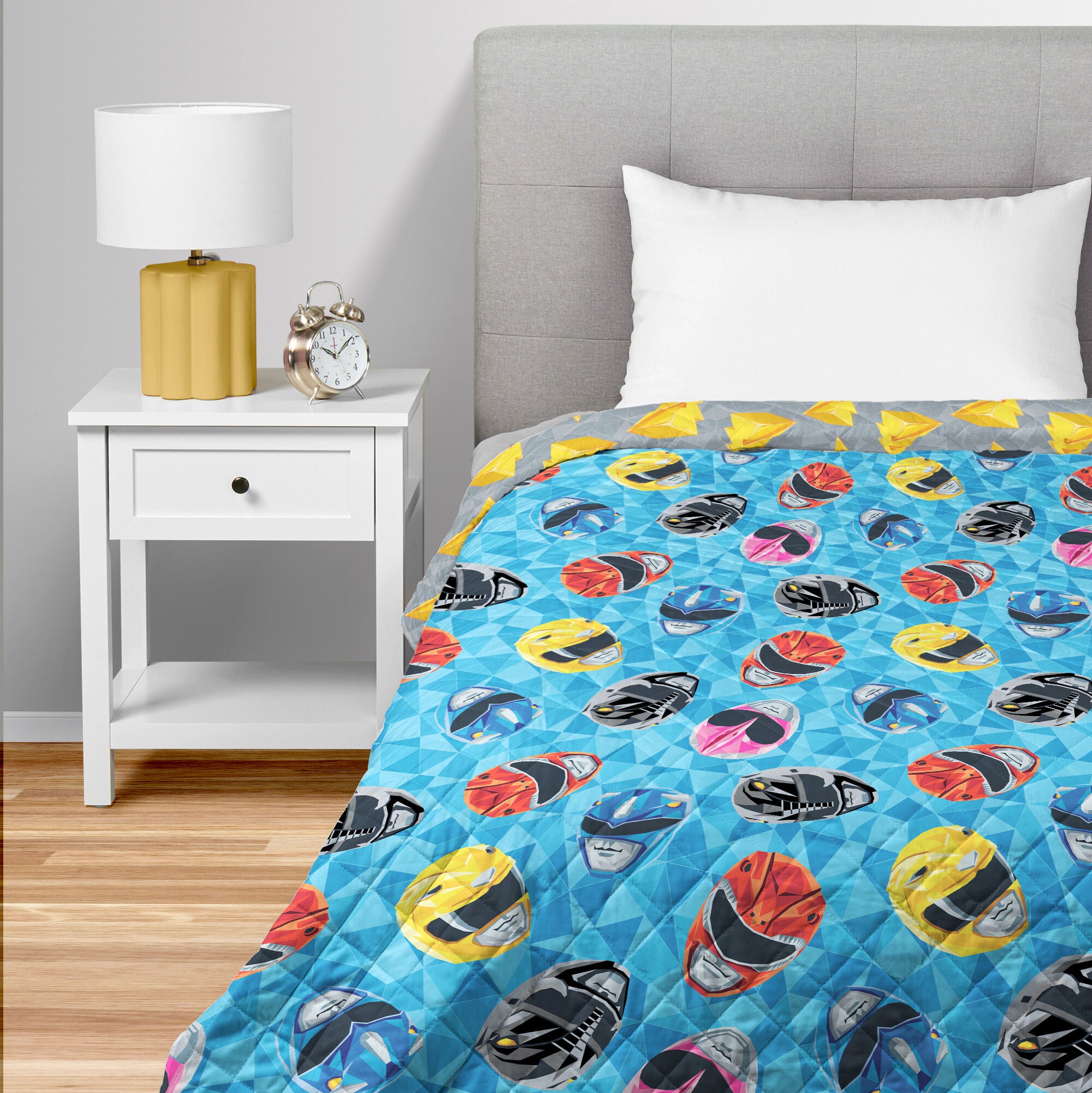 Power Rangers Geo Power Full/Queen Quilted Blanket 90x90 inches, BLUE, on-hover image number 1