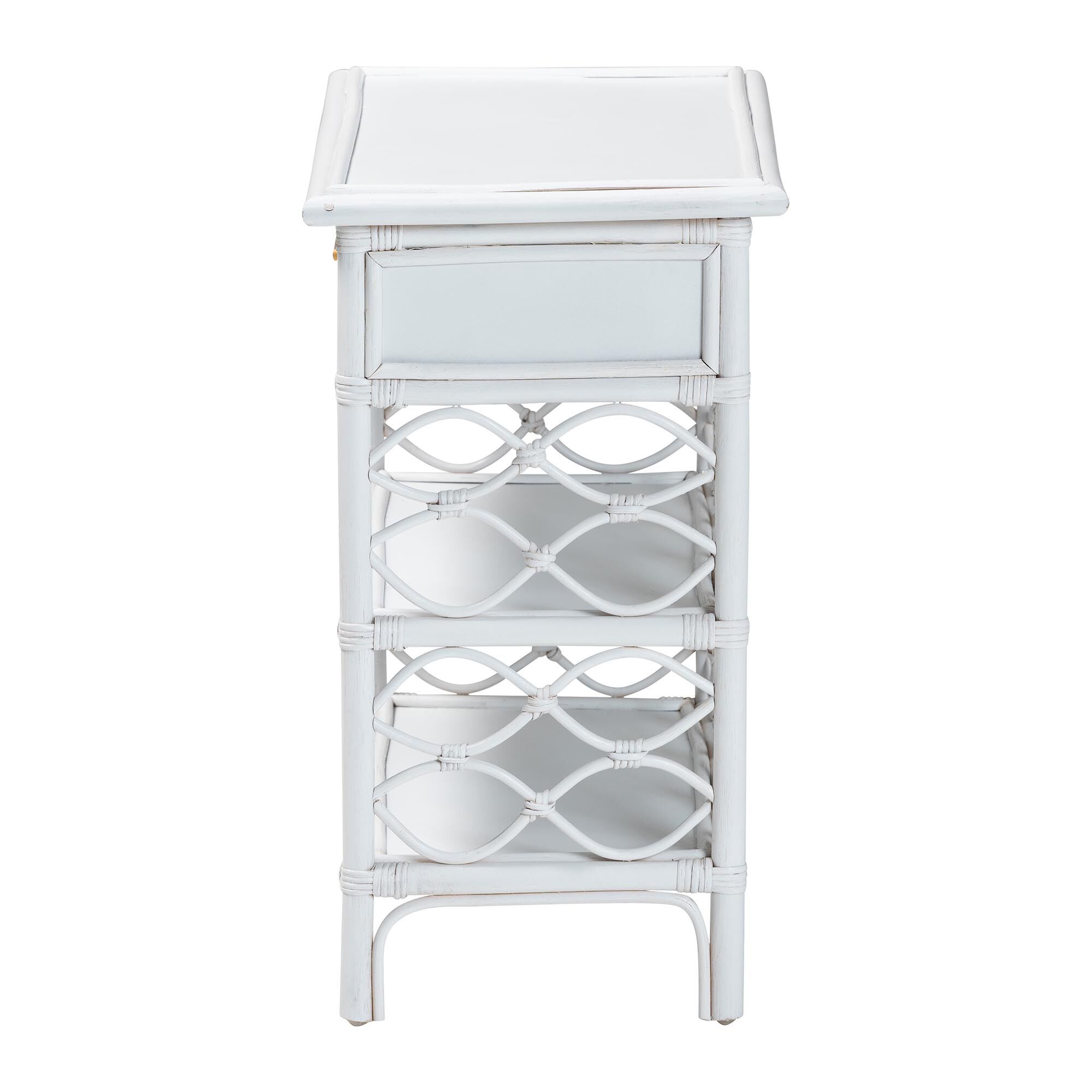 Akane Natural Rattan Nightstand, White, WHITE, alternate image number 4