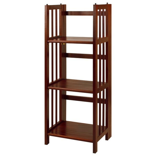 3-Shelf Folding Bookcase 14 inches Wide-Walnut, , alternate image number 4