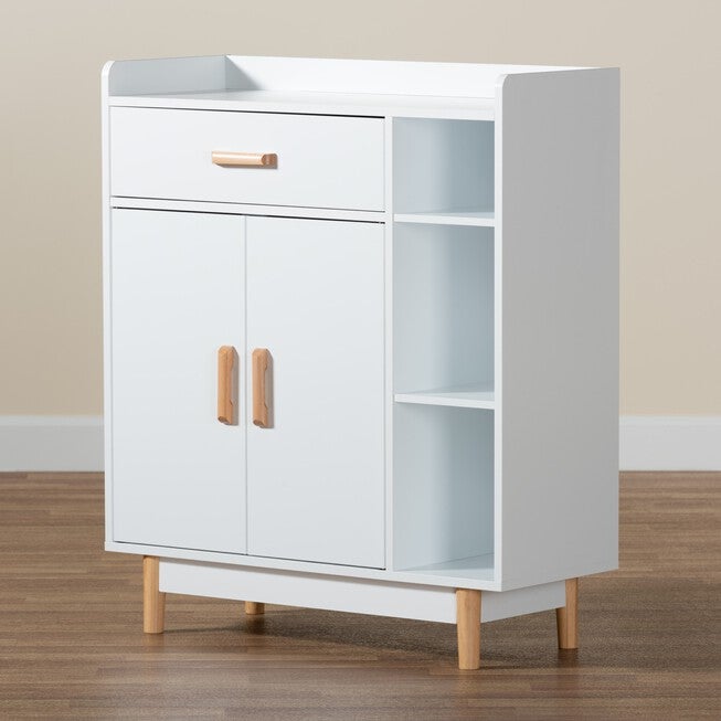 Russell Mid-Century Modern Two-Tone White And Oak Brown Finished Wood 2-Door Sideboard, , alternate image number 8