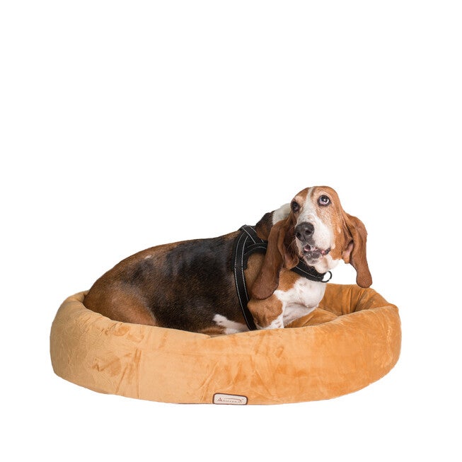 Bolstered Pet Bed and Mat, ultra-soft Dog Bed, Brown, Medium, BROWN, hi-res image number null
