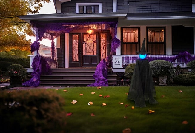 60 inches Pre-Lit 2-in-1 Hanging Witch, , alternate image number null