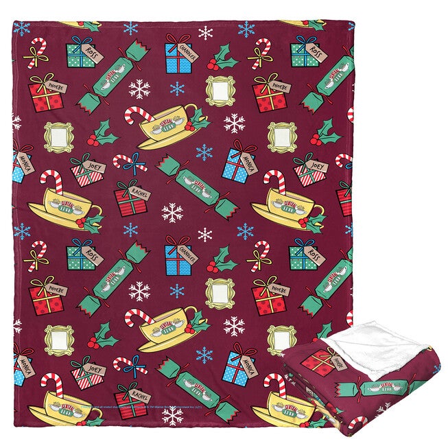 Wb Friends Christmas Pattern Silk Touch Throw Blanket, O, hi-res image number 0