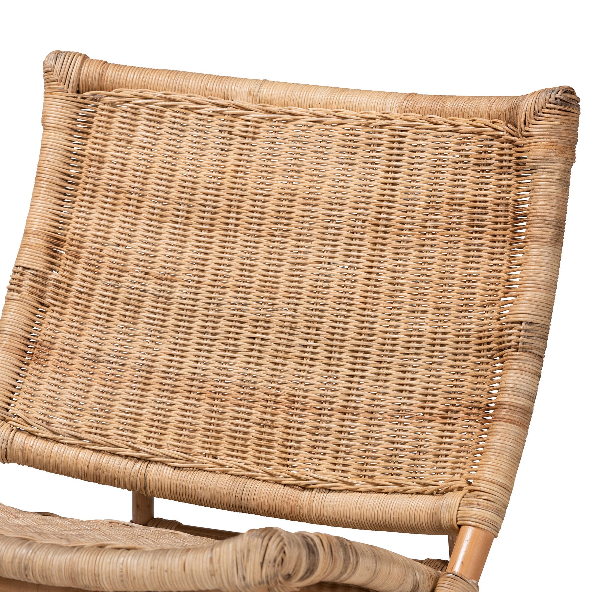 Close-up of woven rattan seat/back