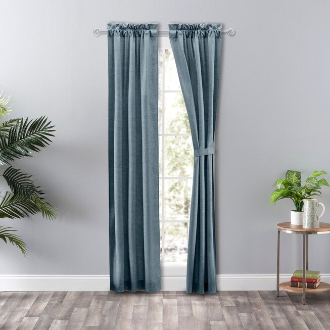 Lisa Solidtextured Tailored Panel Pair, DUSTY BLUE, hi-res image number 0