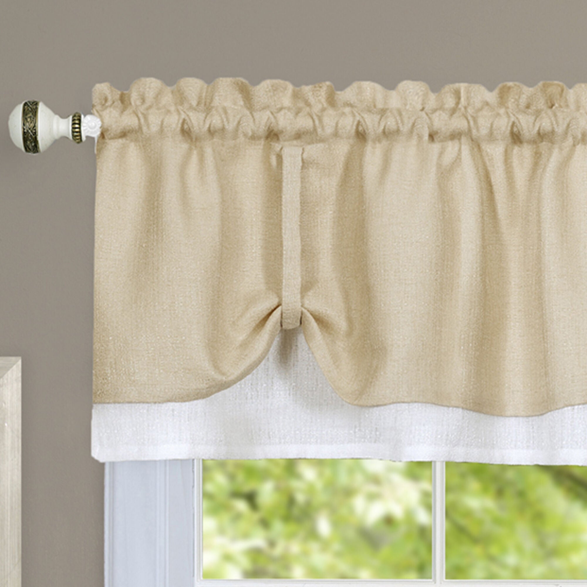 Darcy Window Curtain Valance, TAN WHITE, alternate image number 2