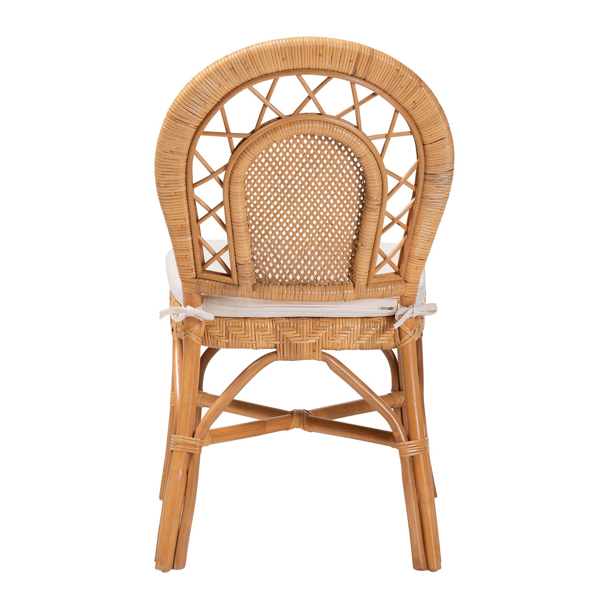 Adam Natural Rattan Dining Chair with Curved Backrest and Removable Cushion, HONEY, alternate image number 4