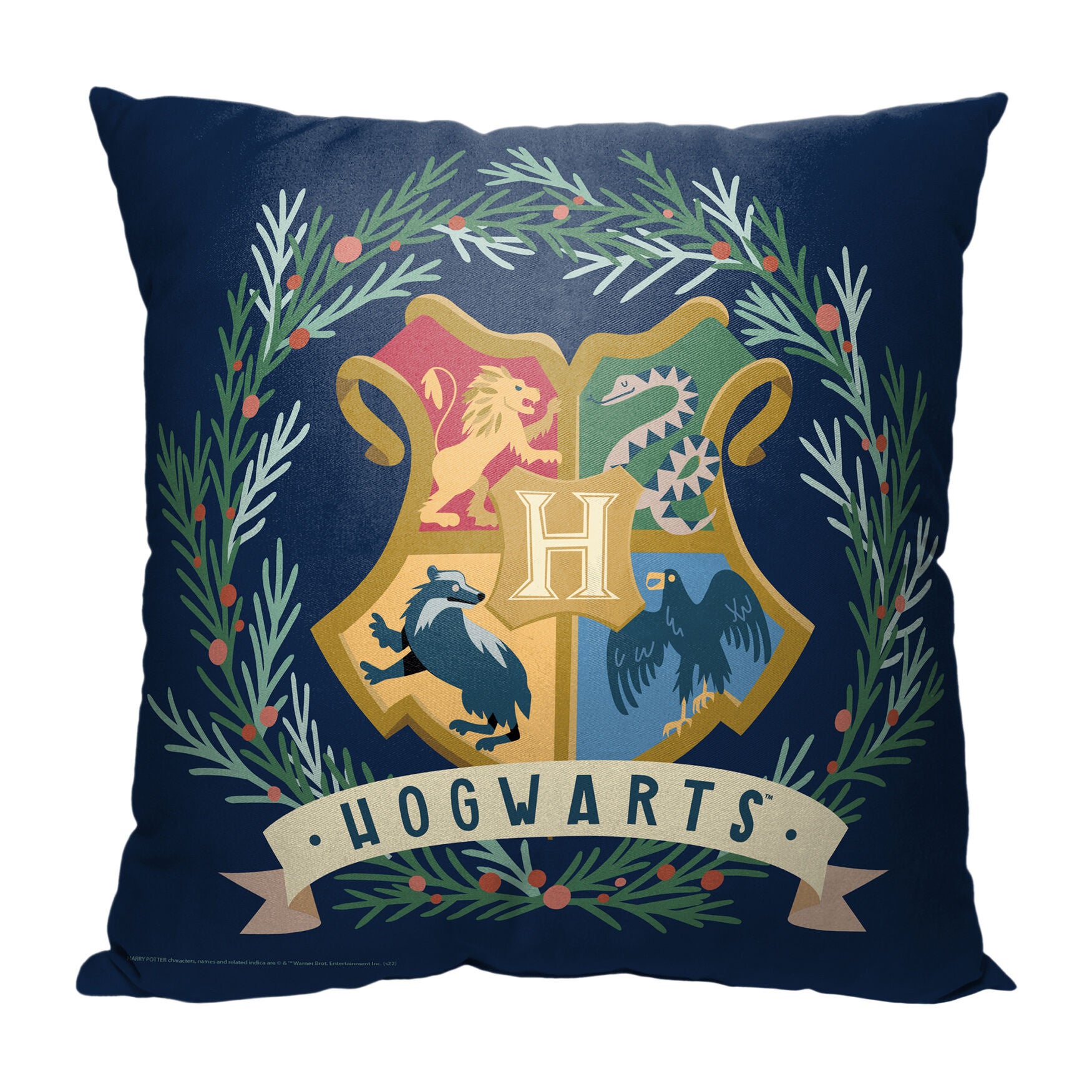 Wb Harry Potter Hogwarts Wreath Printed Throw Pillow, O, hi-res image number 0
