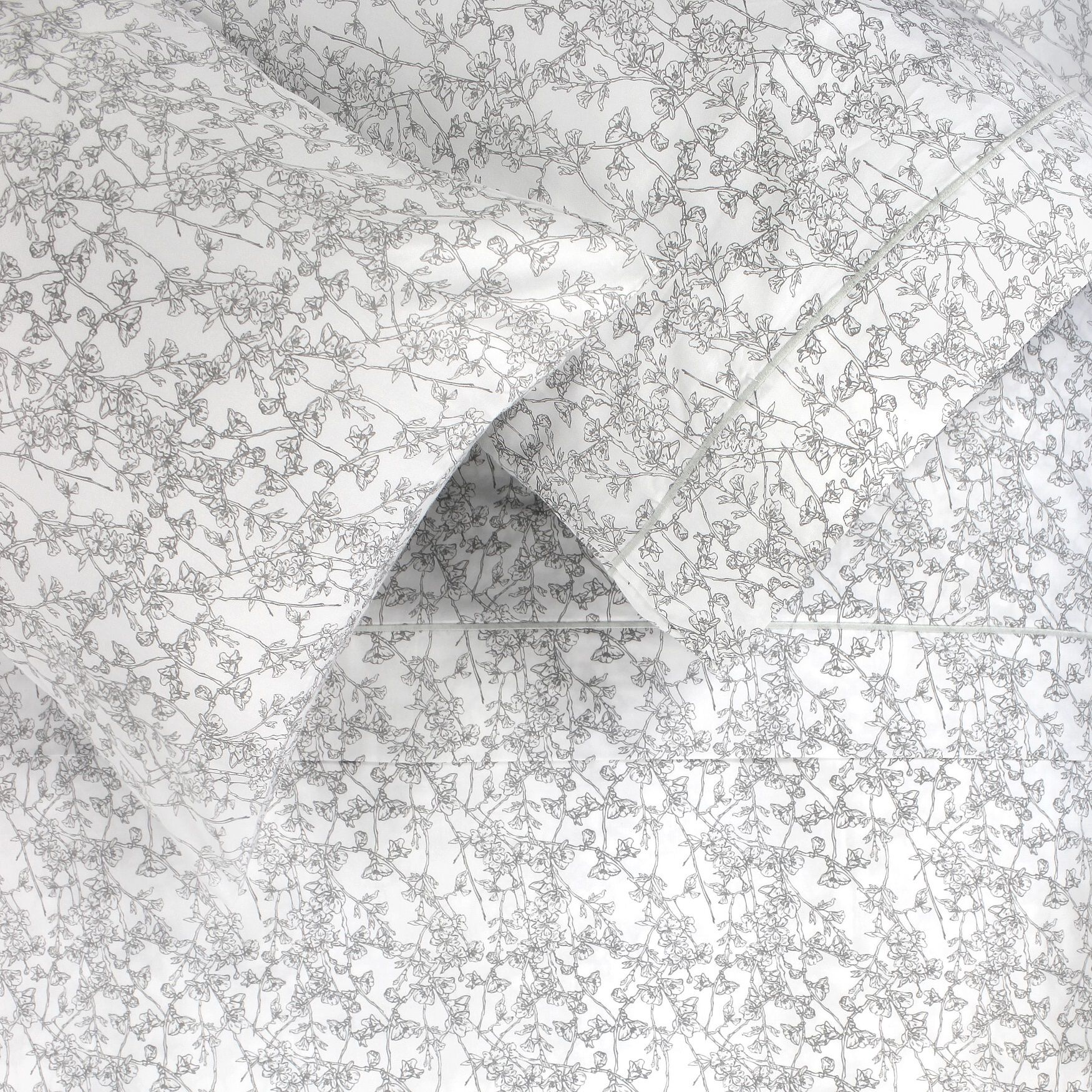 Cherry Blossom Cotton Sheet Set, GREY, hi-res image number 0