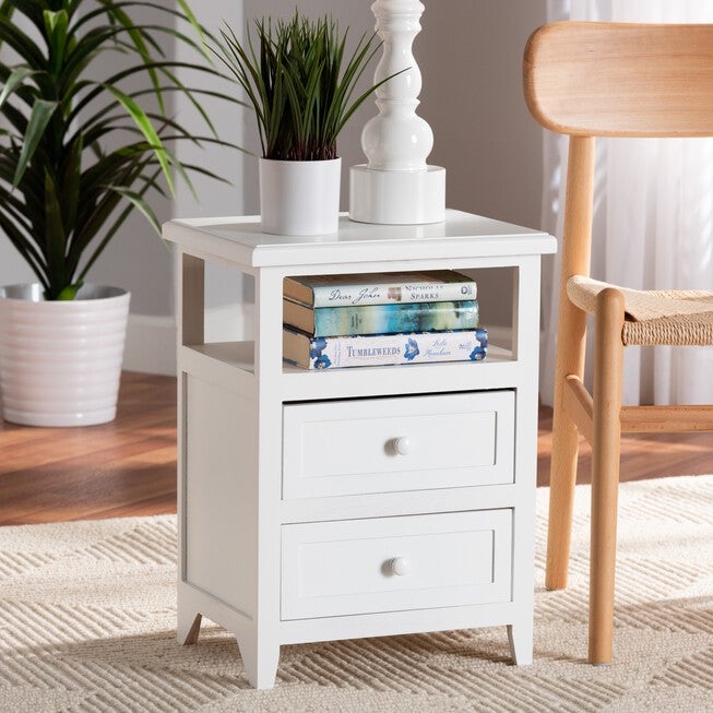 Karsen Modern And Contemporary White Finished Wood 2-Drawer Nightstand, , alternate image number 7