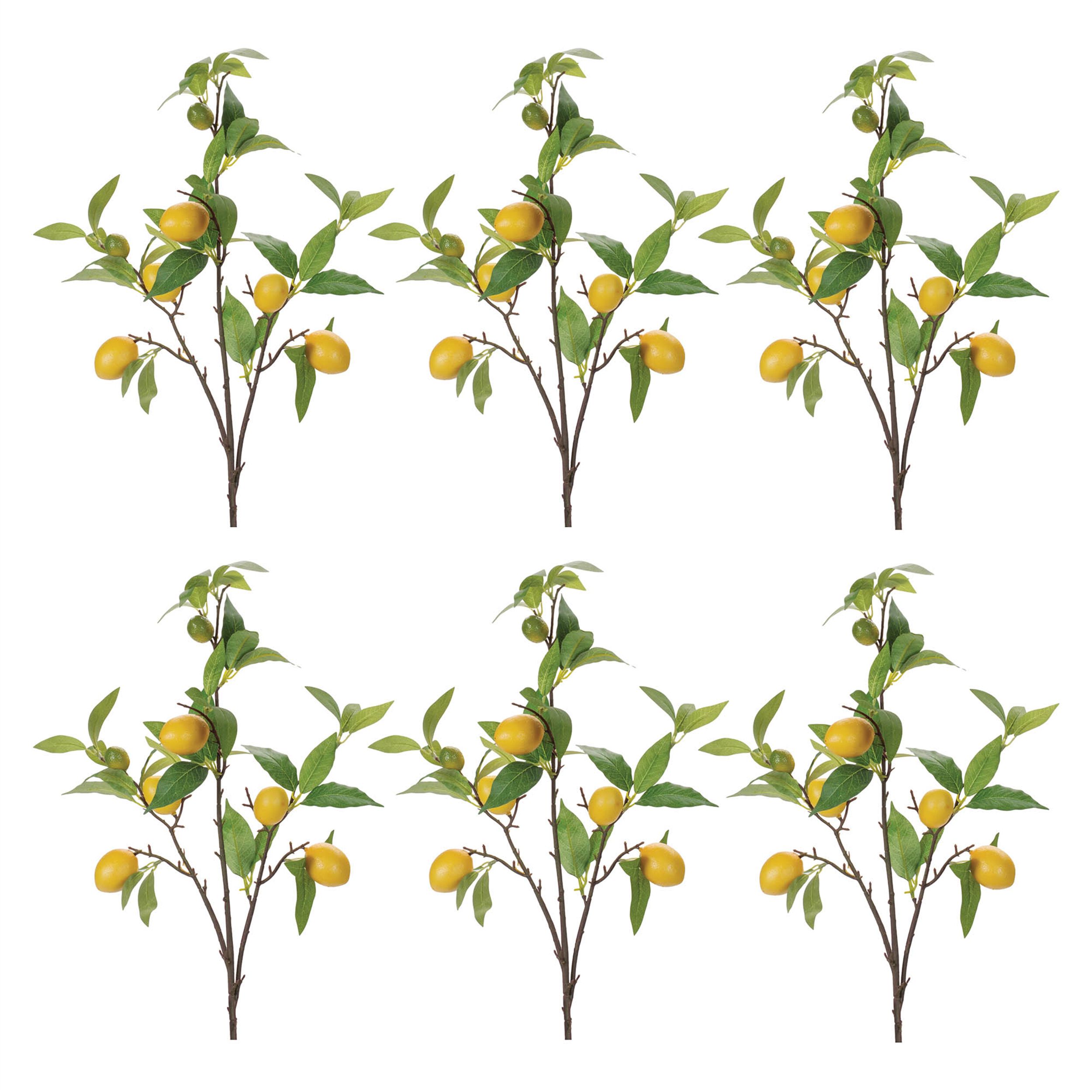 Lemon Fruit Foliage Branch Set of 6, YELLOW GREEN, alternate image number 4